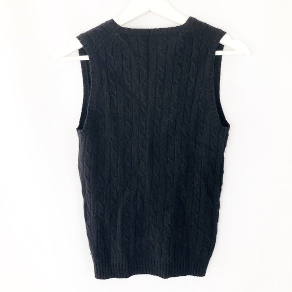 J.Crew Cable Knit Cashmere Merino Wool Angora V-Neck Sweater Vest Preppy School - Picture 5 of 10